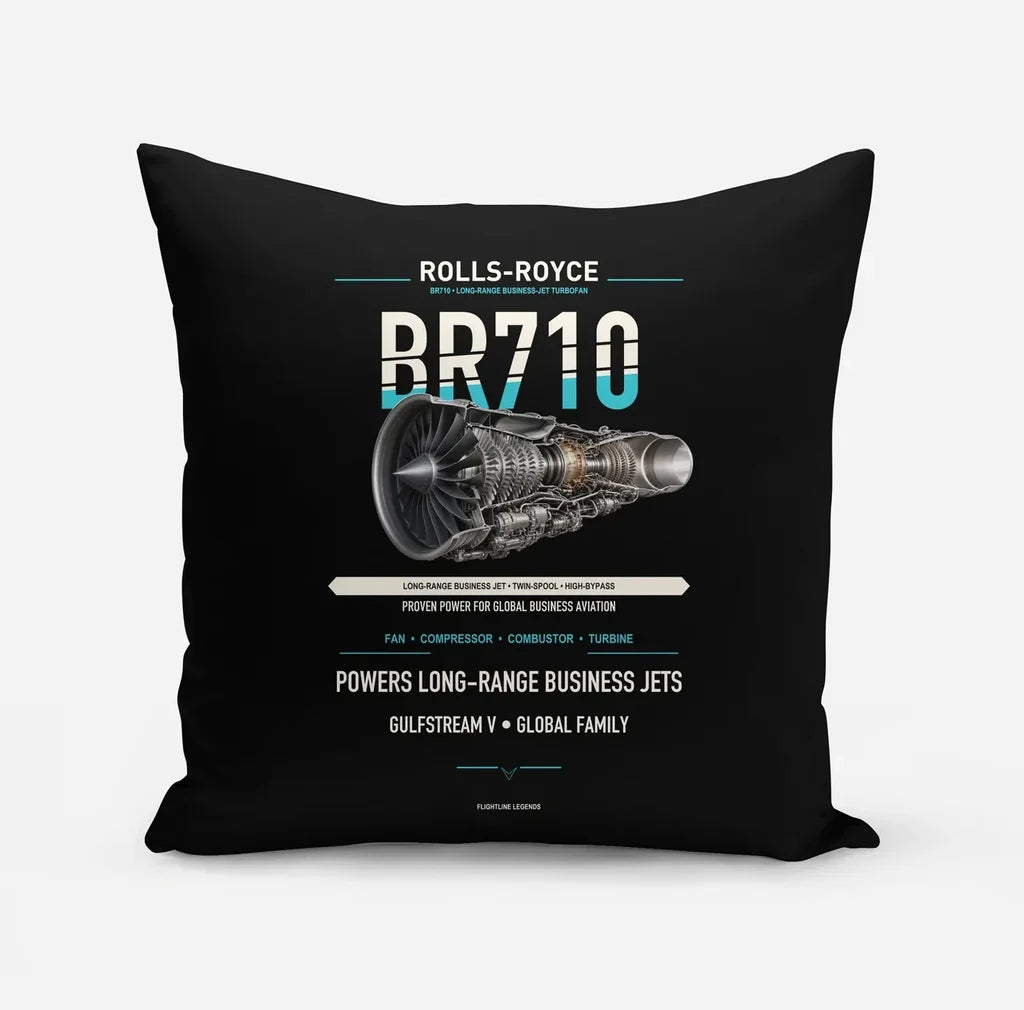 BR710 design on black pillow