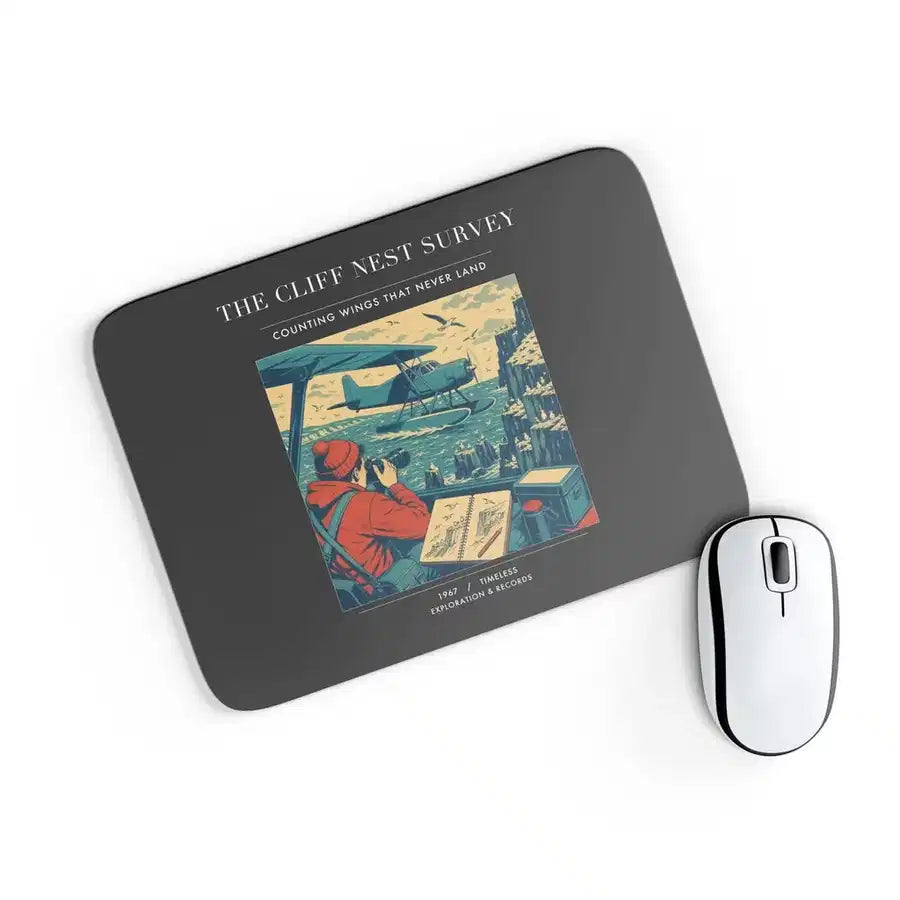 VINTAGE G4363 - The Cliff Nest Survey - Designed Mouse Pads design on black rectangle