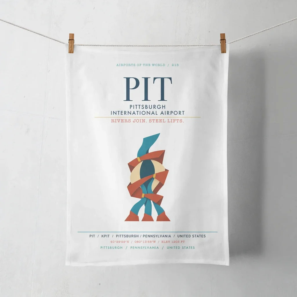 Pittsburgh International Airport (PIT) design on white towel