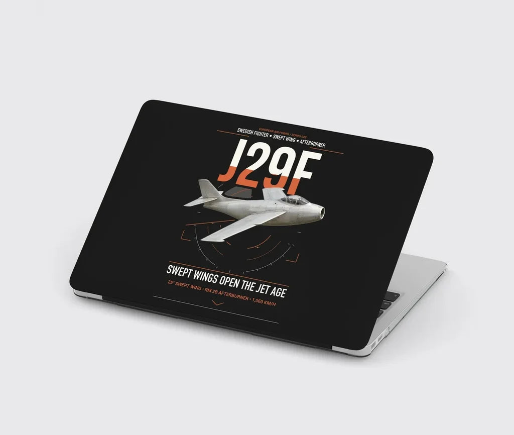 Saab J 29F Tunnan design on black MacBook case