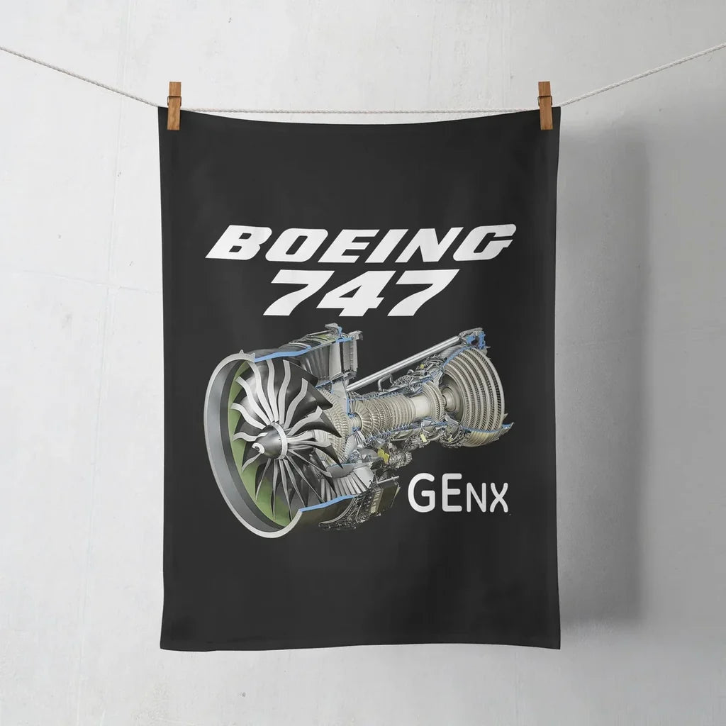 Boeing 747 & GENX Engine aviation design on soft absorbent cotton towel.