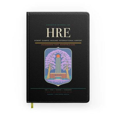 Robert Gabriel Mugabe International Airport (HRE) design on black notebook