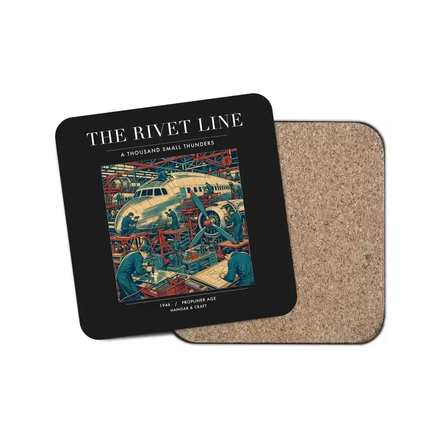 The Rivet Line - Designed Coasters design on black 1-piece