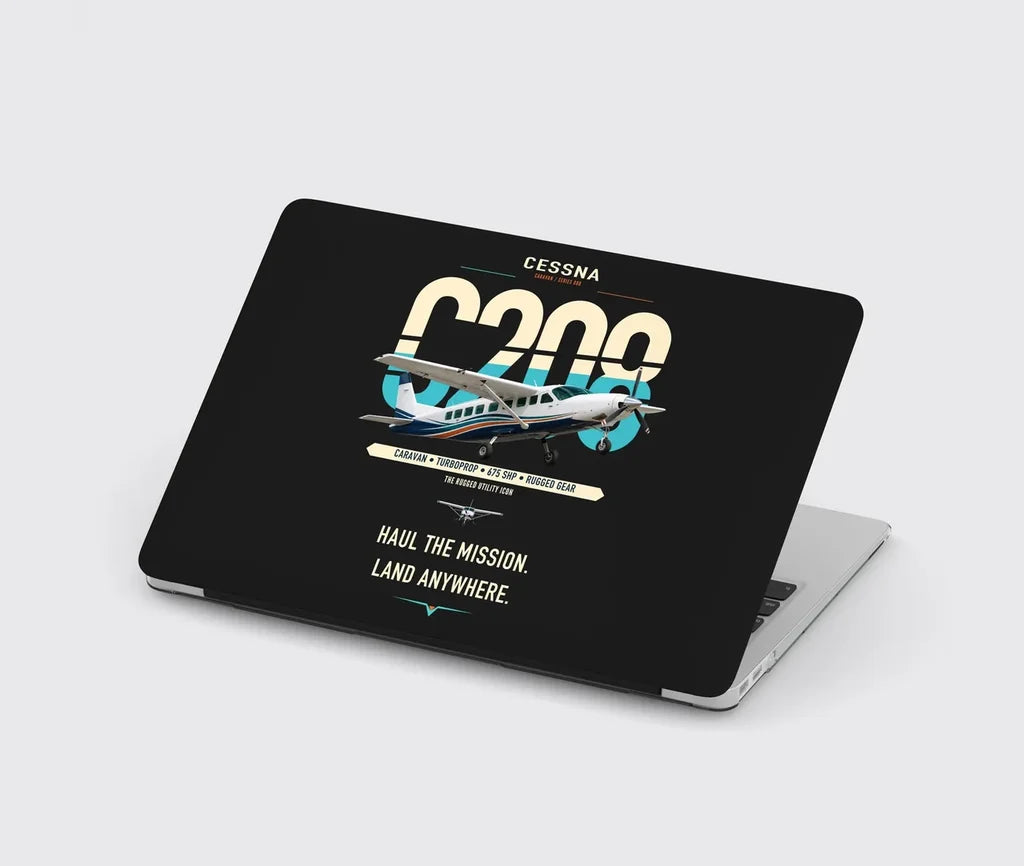 Cessna 208 Caravan design on black MacBook case