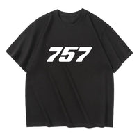 Thumbnail for Boeing 757 Flat Text aviation design printed on soft cotton relax-fit T-shirt.