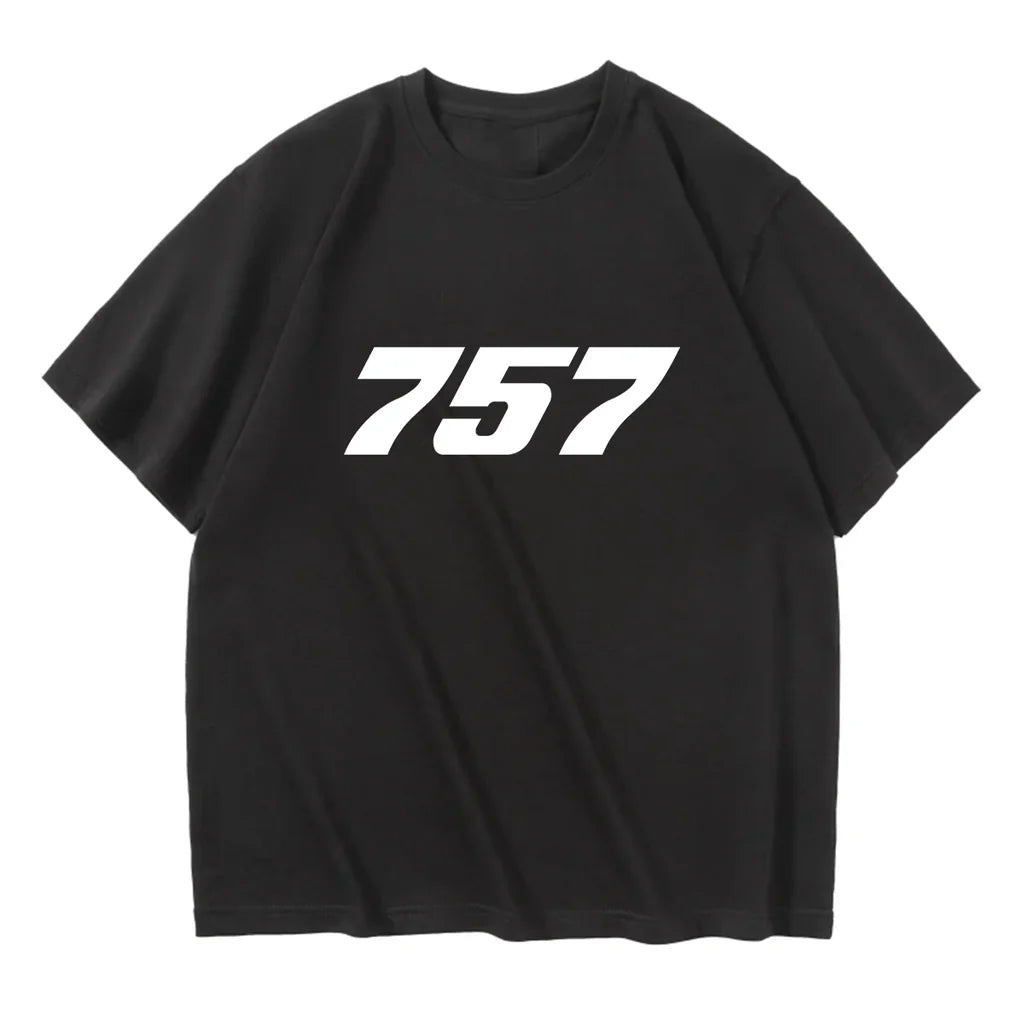 Boeing 757 Flat Text aviation design printed on soft cotton relax-fit T-shirt.