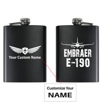 Thumbnail for Embraer E-190 & Plane aviation design on stainless hip flask, compact pocket-size flask.