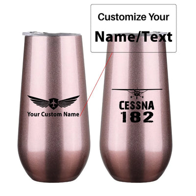 Cessna 182 & Plane 6oz Egg aviation design on 6oz egg cup, compact 6oz ceramic.