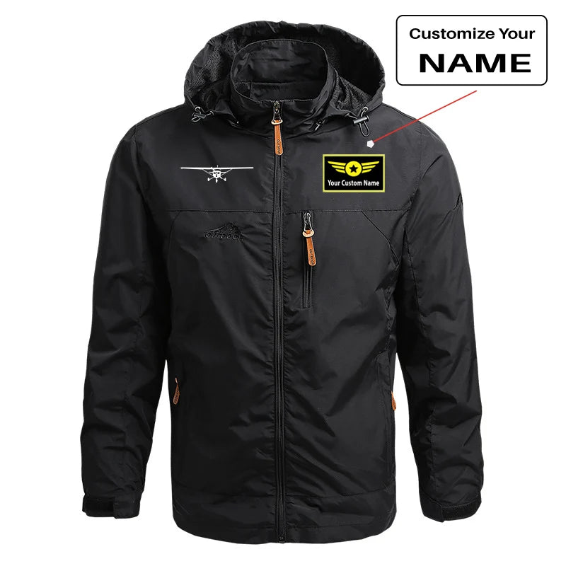 Cessna 172 Silhouette aviation design printed on lightweight shell with slim fit stylish thin jacket.