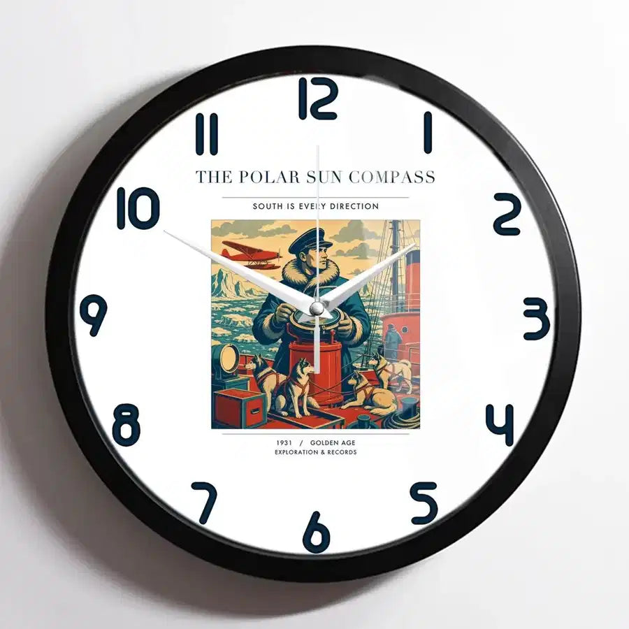 VINTAGE G4204 - The Polar Sun Compass - Designed Wall Clocks design on white framed