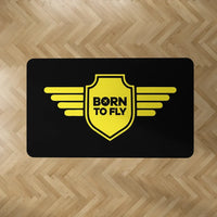 Thumbnail for Born To Fly aviation design on durable carpet pile with non-slip backing rectangle carpet floor mat.
