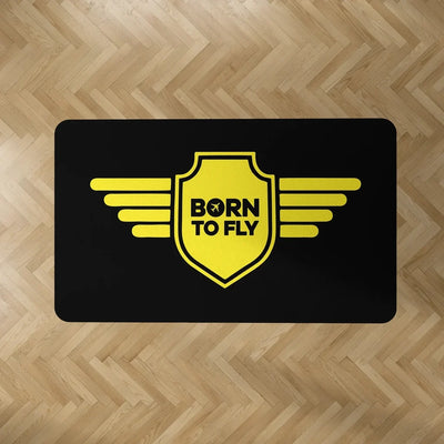 Born To Fly aviation design on durable carpet pile with non-slip backing rectangle carpet floor mat.