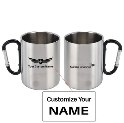 Garuda Indonésia Airlines aviation design on outdoor mug, durable insulated construction.