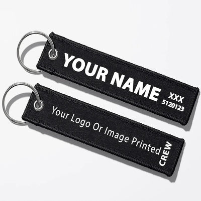 Custom Design Image Logo Cabin Crew Tag aviation Remove Before Flight key chain, aviation-tag style webbing.