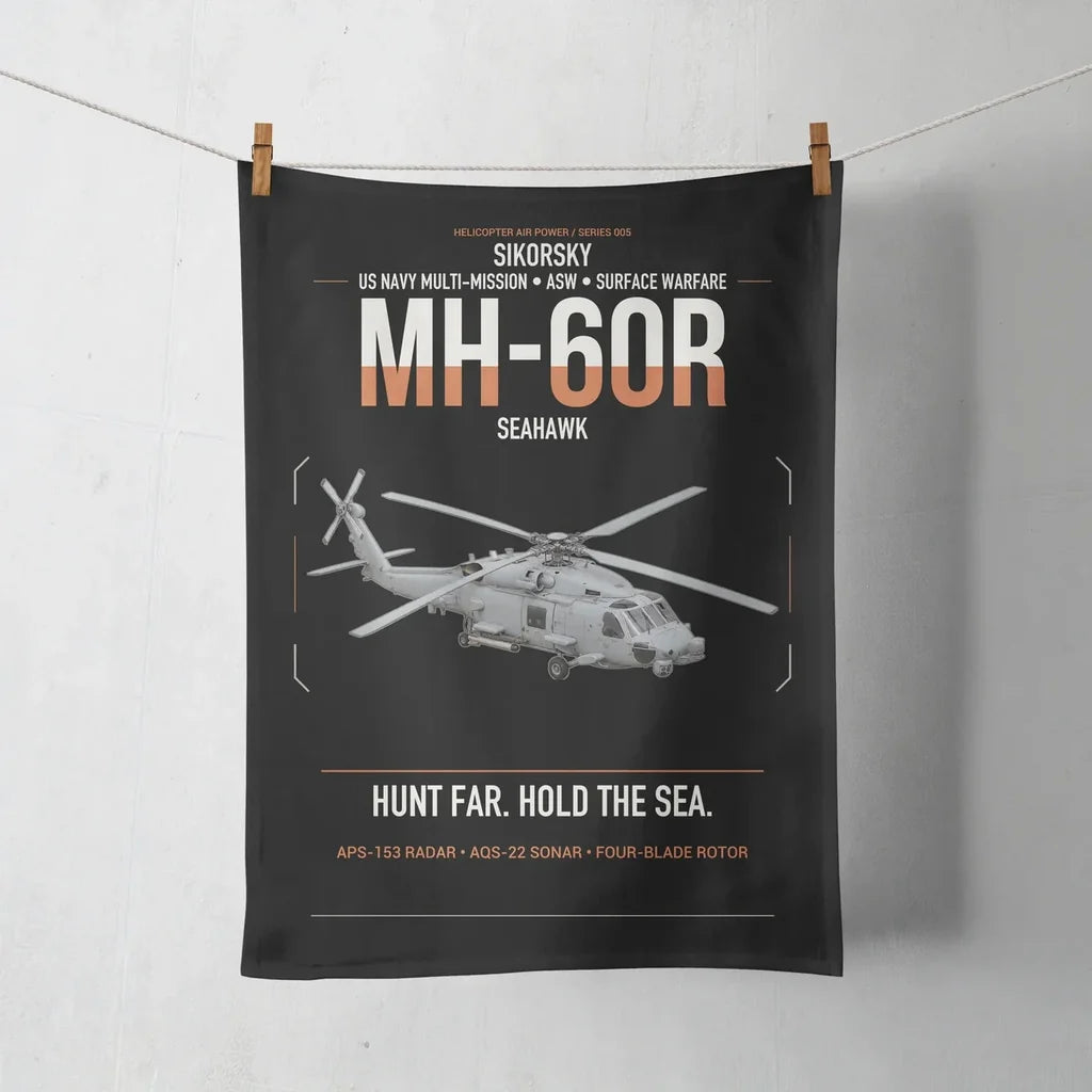 Sikorsky MH-60R Seahawk design on black towel