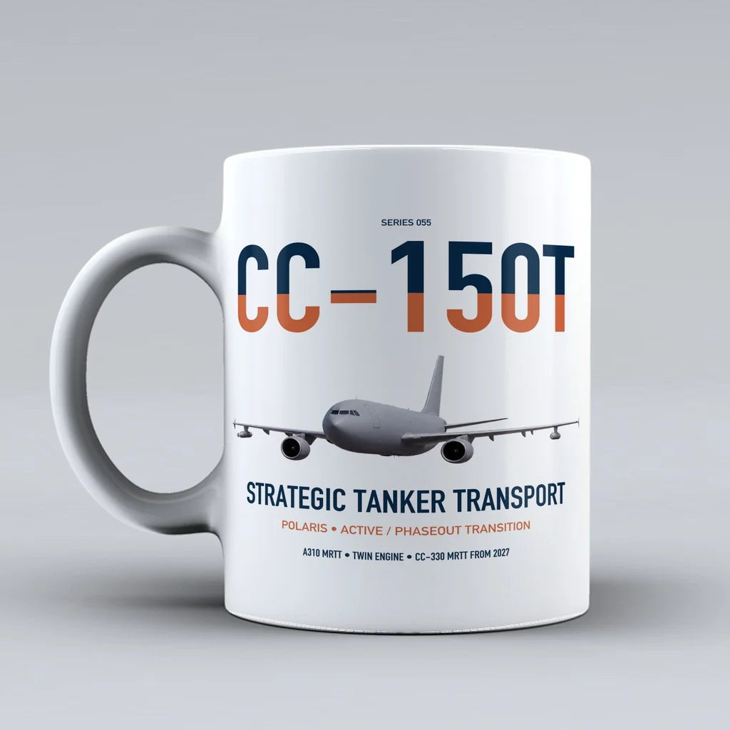 Airbus CC-150T Polaris design on white ceramic mug, double-side print