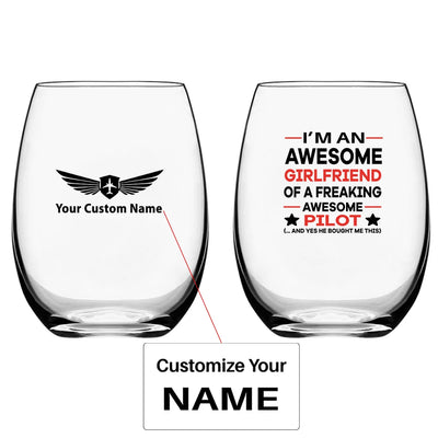 I am an Awesome Girlfriend Water & Drink aviation design on water glass, crystal-clear premium glassware.