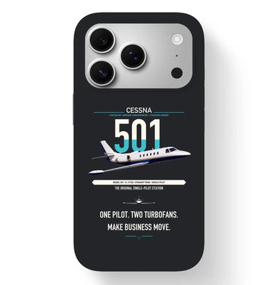 Cessna 501 Citation I SP design on black magsafe iphone case, for iPhone 17 Pro
