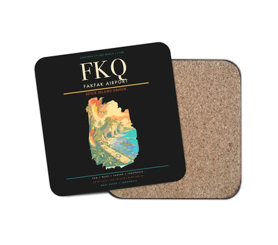 Fakfak Airport (FKQ) design on black 1 piece coaster