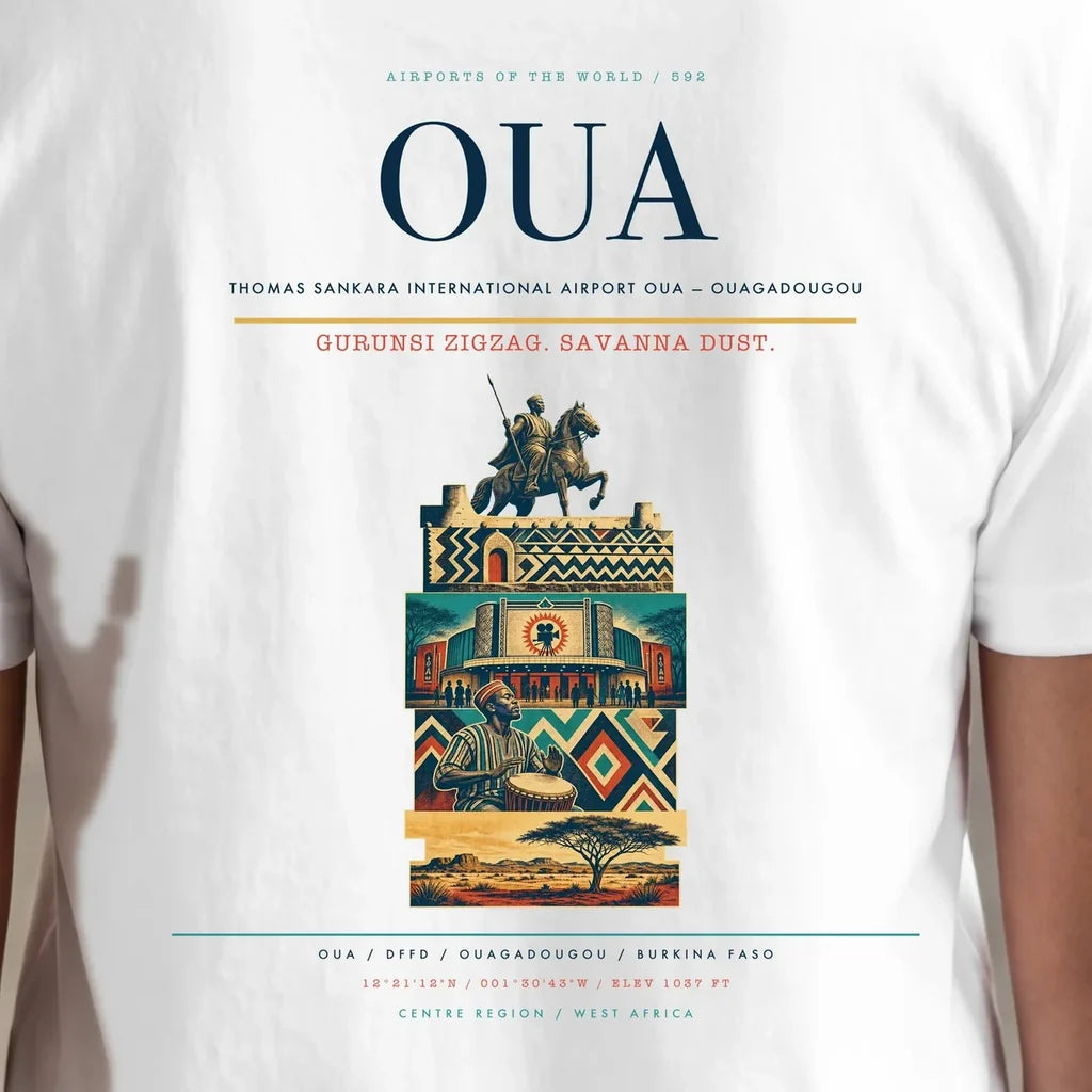 Thomas Sankara International Airport (OUA) double-side t-shirt design close-up cover