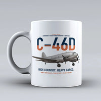 Thumbnail for C-46D Commando design on white ceramic mug, double-side print