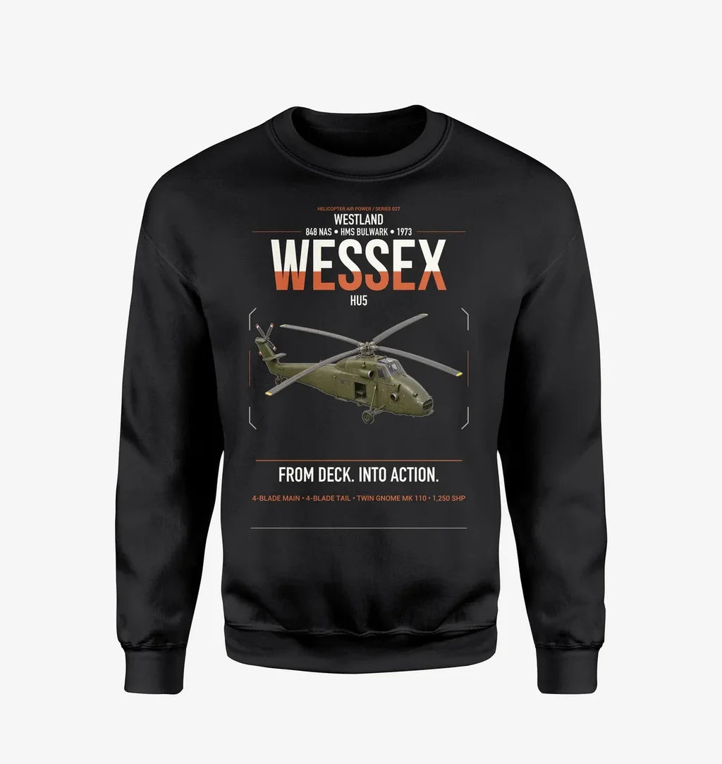 Westland Wessex HU5 design on black sweatshirt