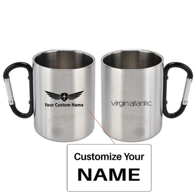 Virgin Atlantic Airlines aviation design on outdoor mug, durable insulated construction.