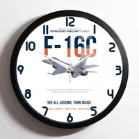 Thumbnail for F-16C Fighting Falcon See All Around Turn Inside design on white framed wall clock