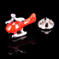 Thumbnail for Simple Red Helicopters Shape aviation design on polished metal badge.