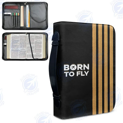 Born To Fly & Pilot Epaulettes (4 Lines) aviation design PU accessories bag, PU faux leather construction.
