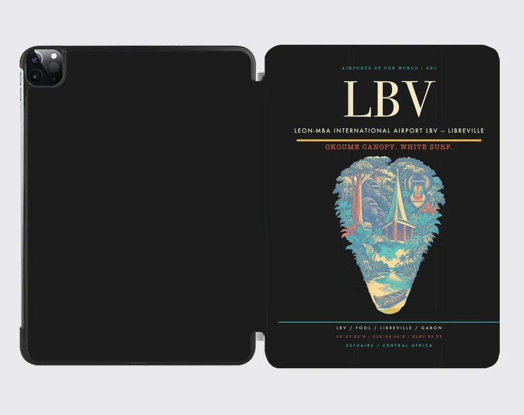 Leon-Mba International Airport (LBV) design on black ipad tablet case