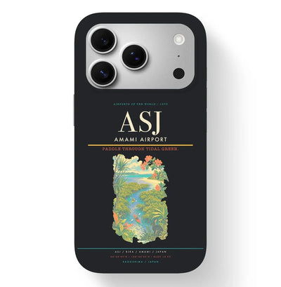 Amami Airport (ASJ) design on black iPhone 17 Pro MagSafe case