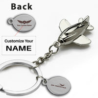 Thumbnail for Air Mauritius Airlines aviation airplane-shape key chain in polished metal alloy.