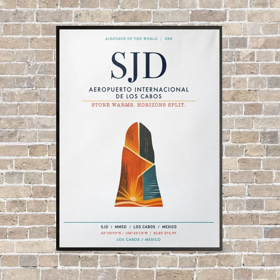 Aeropuerto Internacional de Los Cabos SJD vertical canvas print - framed - white background