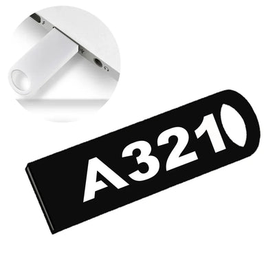 Airbus A321 Flat Text aviation design on durable waterproof casing waterproof USB device.