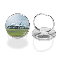 Thumbnail for Departing Airbus A380 with Original Livery aviation ring in stainless steel.