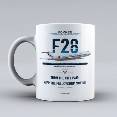 F28 Mark 4000 Fellowship Mug design on white fokker