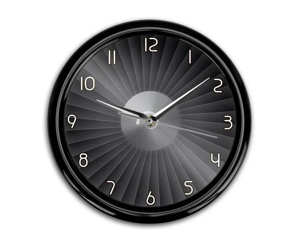 Jet Engine aviation themed wall clock, premium wood and metal.