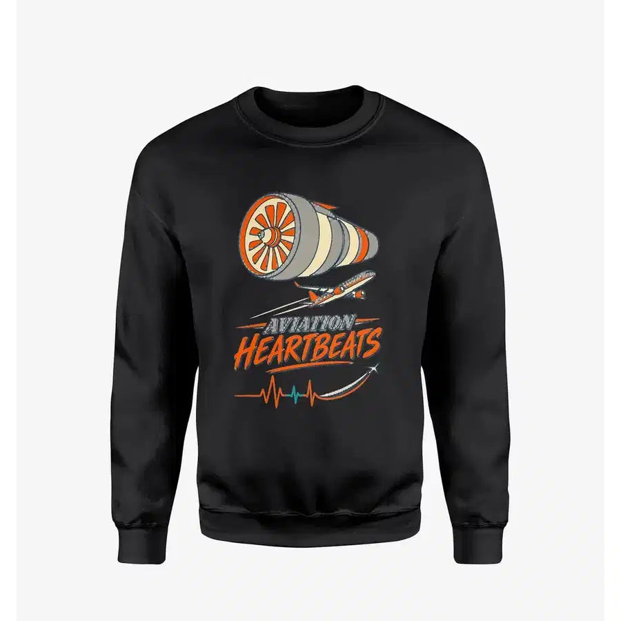 Aviation Heartbeats V2 design on black sweatshirt