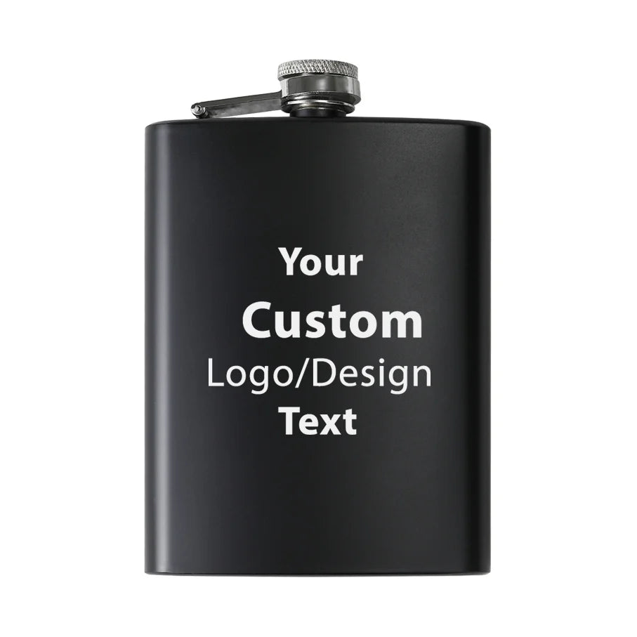 Custom Design Image Logo aviation design on stainless hip flask, compact pocket-size flask.