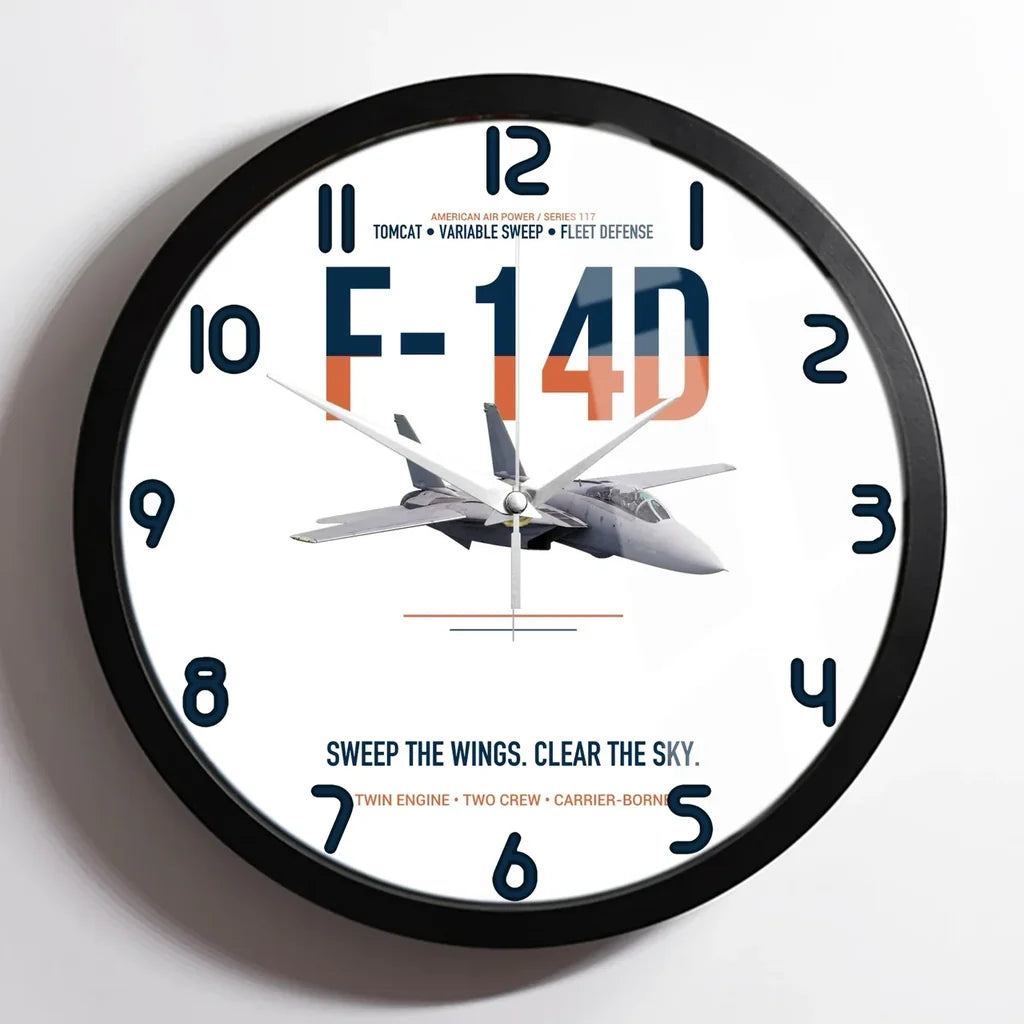 F-14D Tomcat Sweep The Wings Clear The Sky design on white framed wall clock