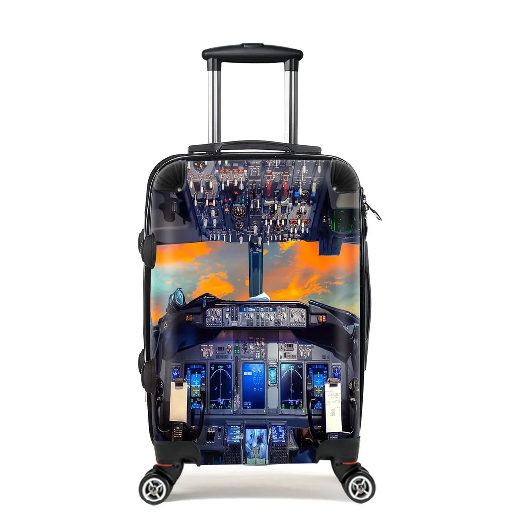 Amazing Boeing 737 Cockpit Cabin Size aviation design luggage, durable shell construction.