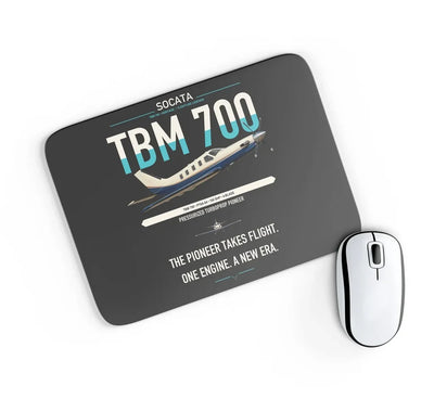 Socata TBM 700 design on black rectangle mouse pad