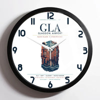 Thumbnail for Glasgow Airport (GLA) design on white framed wall clock