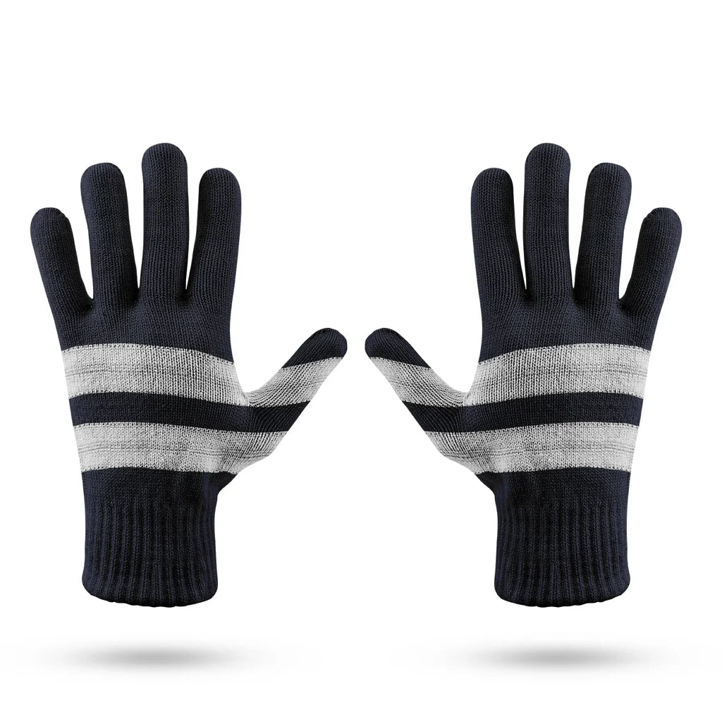 Silver Pilot Epaulettes 2 Lines aviation design on soft knit fabric gloves.