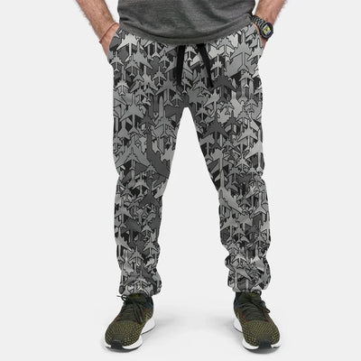 Dark Coloured Airplanes aviation design on soft cotton blend 3D-printed sweatpants.
