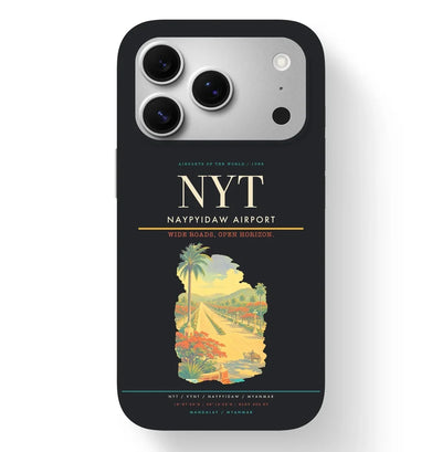 Naypyidaw Airport (NYT) design on black iPhone 17 Pro MagSafe case