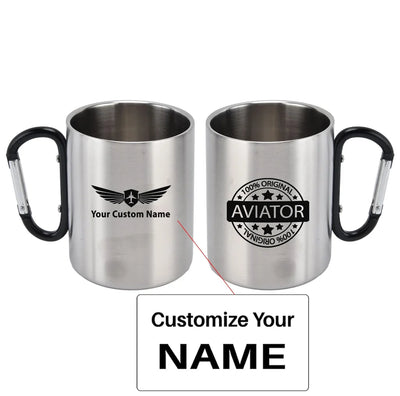 %100 Original Aviator aviation design on outdoor mug, durable insulated construction.