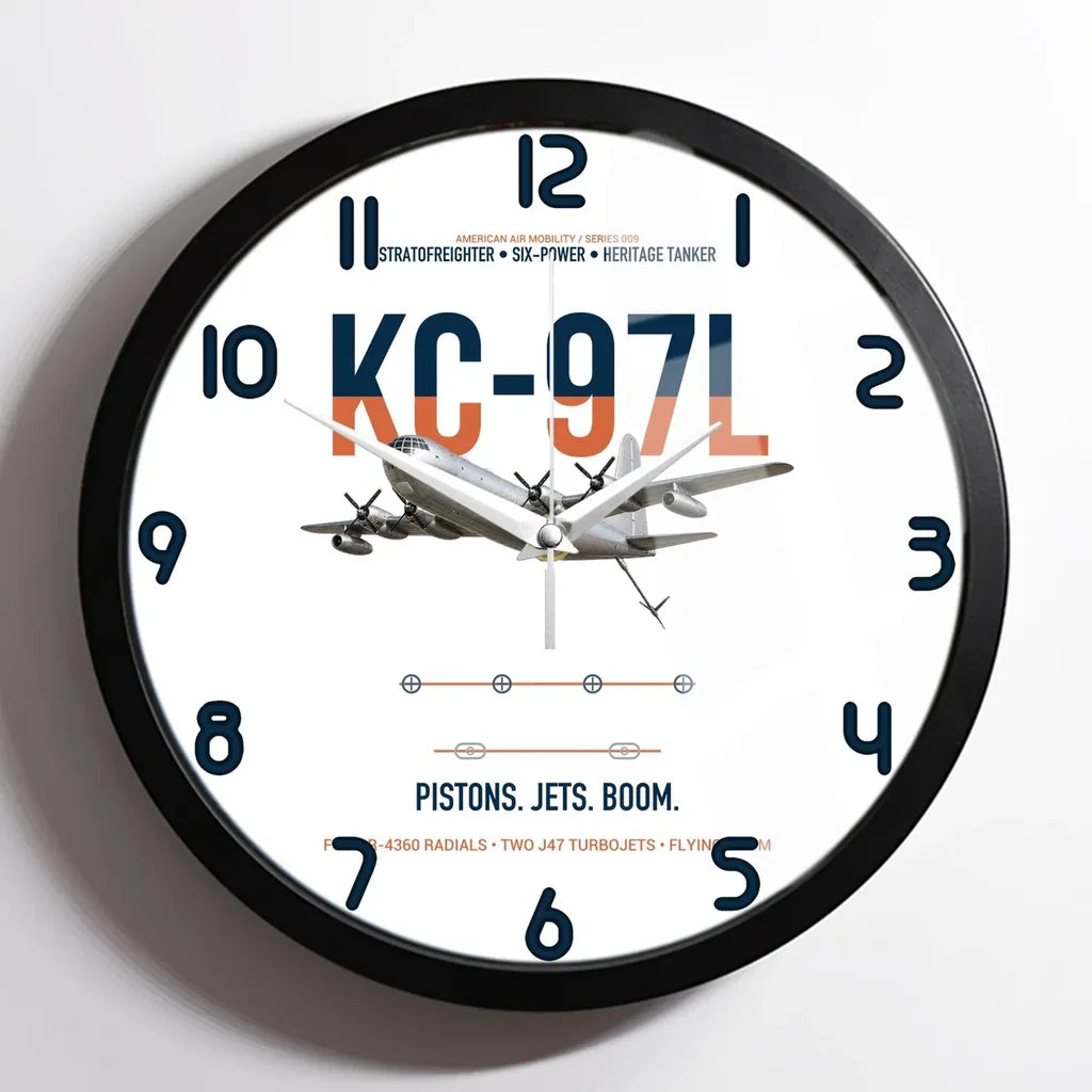 KC-97L STRATOFREIGHTER design on white framed wall clock