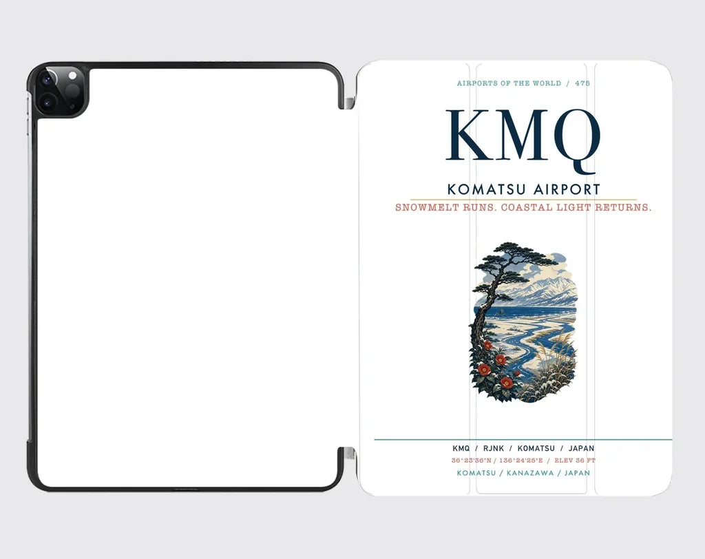 Komatsu Airport (KMQ) design on white ipad tablet case